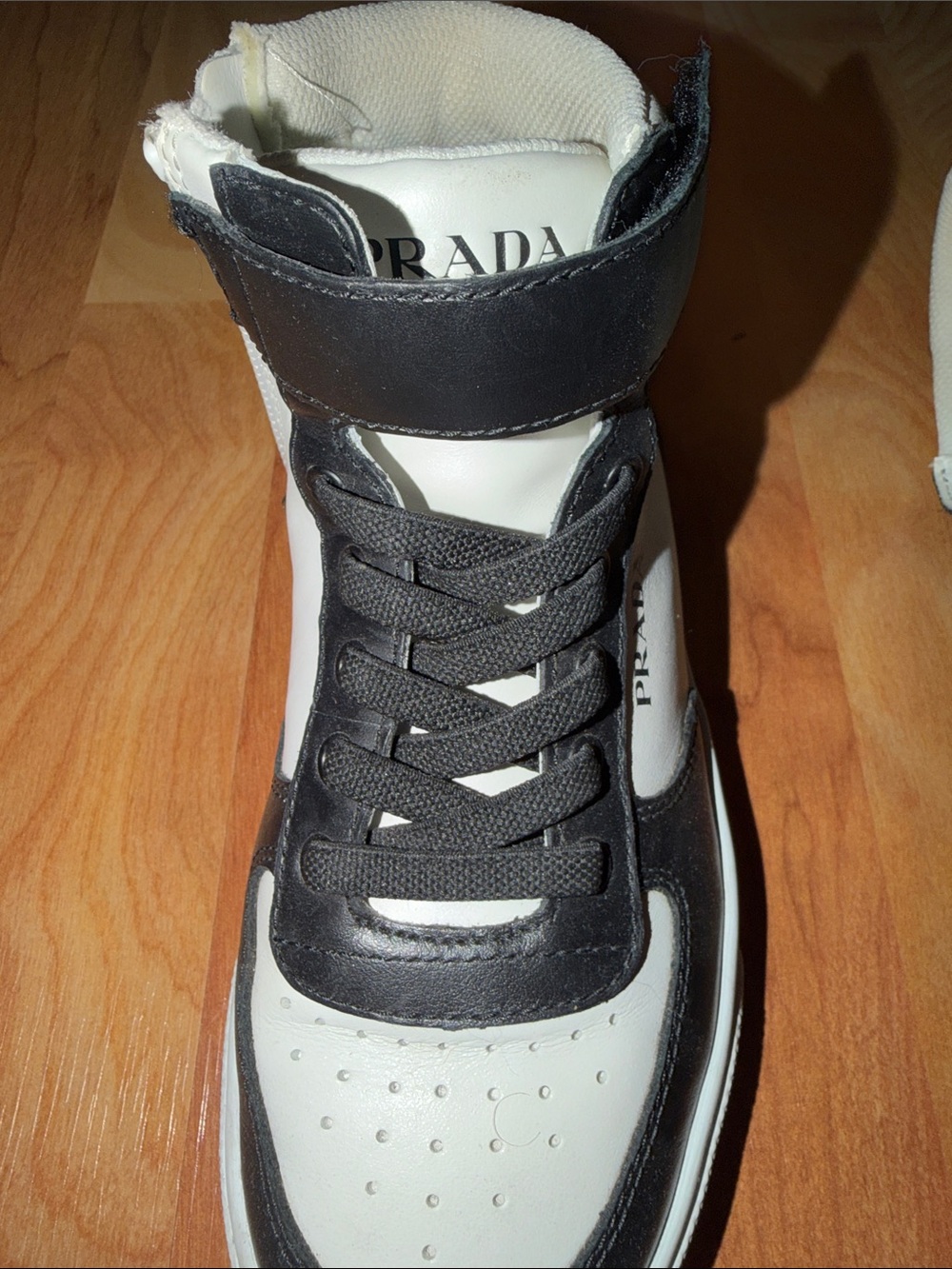 Prada Black and White Kids High-Top Sneakers - Picture 10 of 10